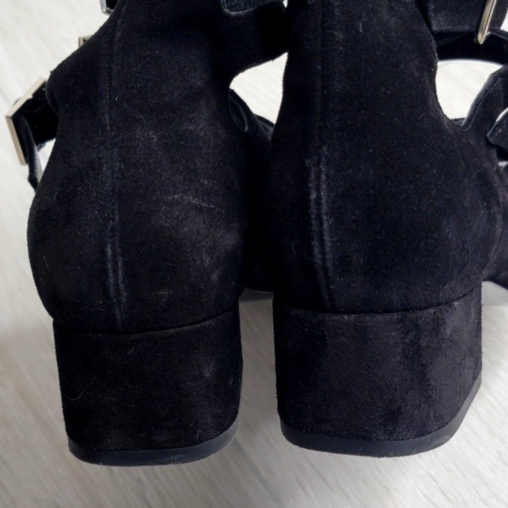 SAINT LAURENT Suede Babies Buckle Sandals In Black 37/7. - Picture 8 of 14